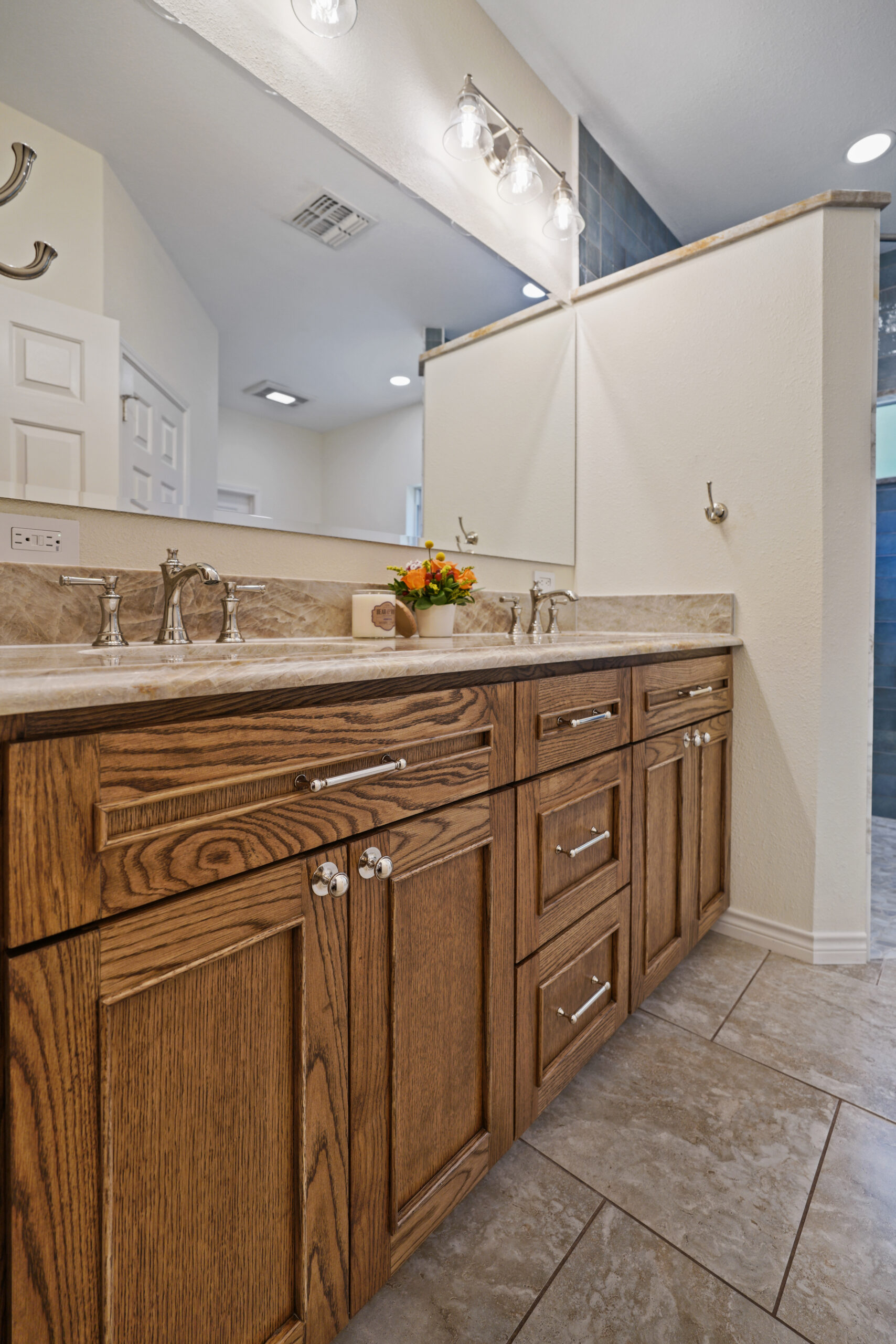Whole custom bathroom remodel with custom cabinetry
