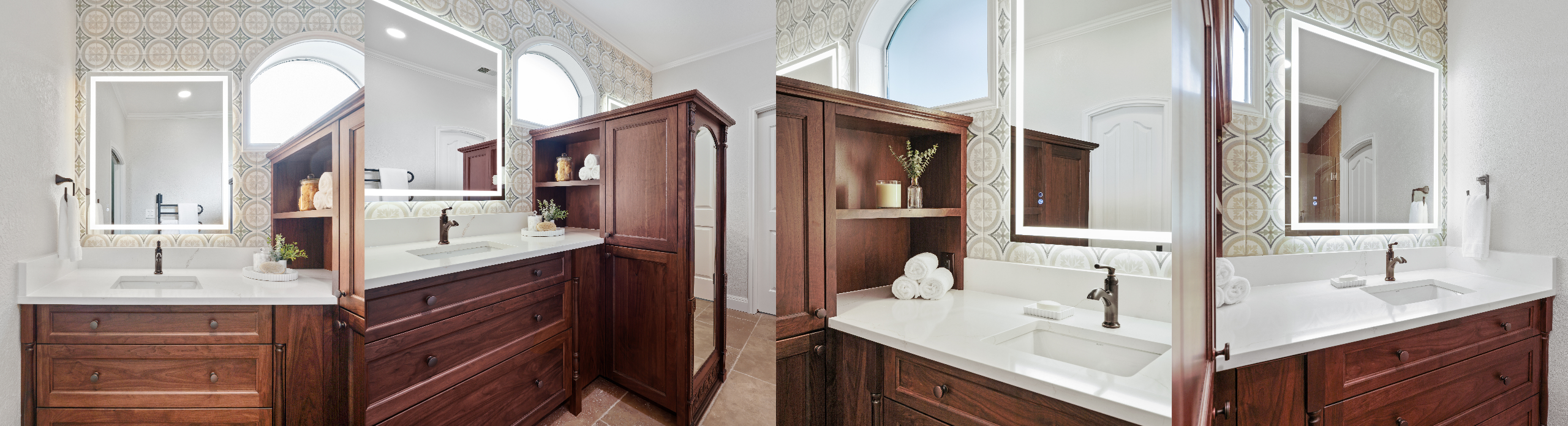 Luxury custom bathroom with custom countertops in Boerne, Texas