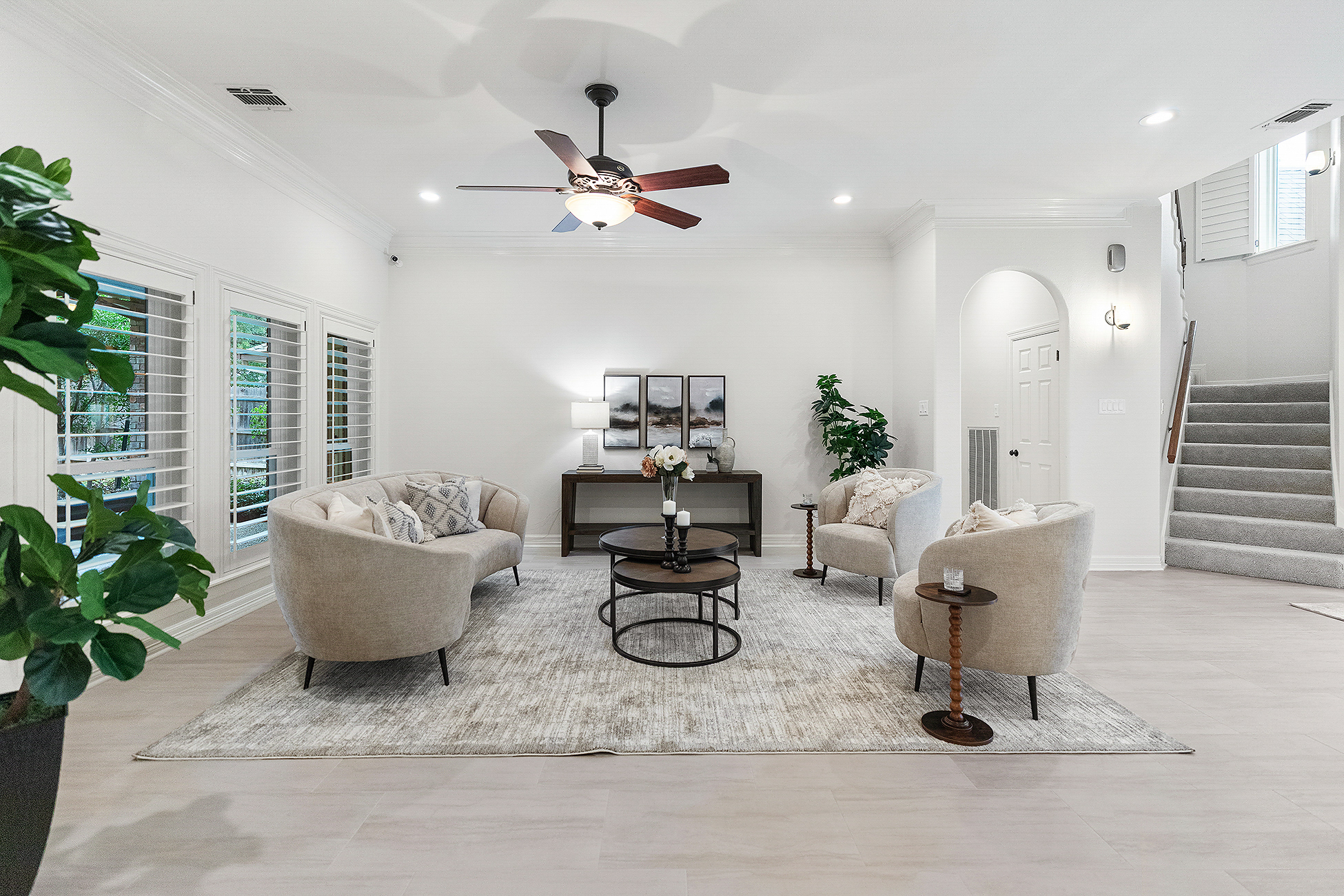 Custom home living room built in San Antonio, TX