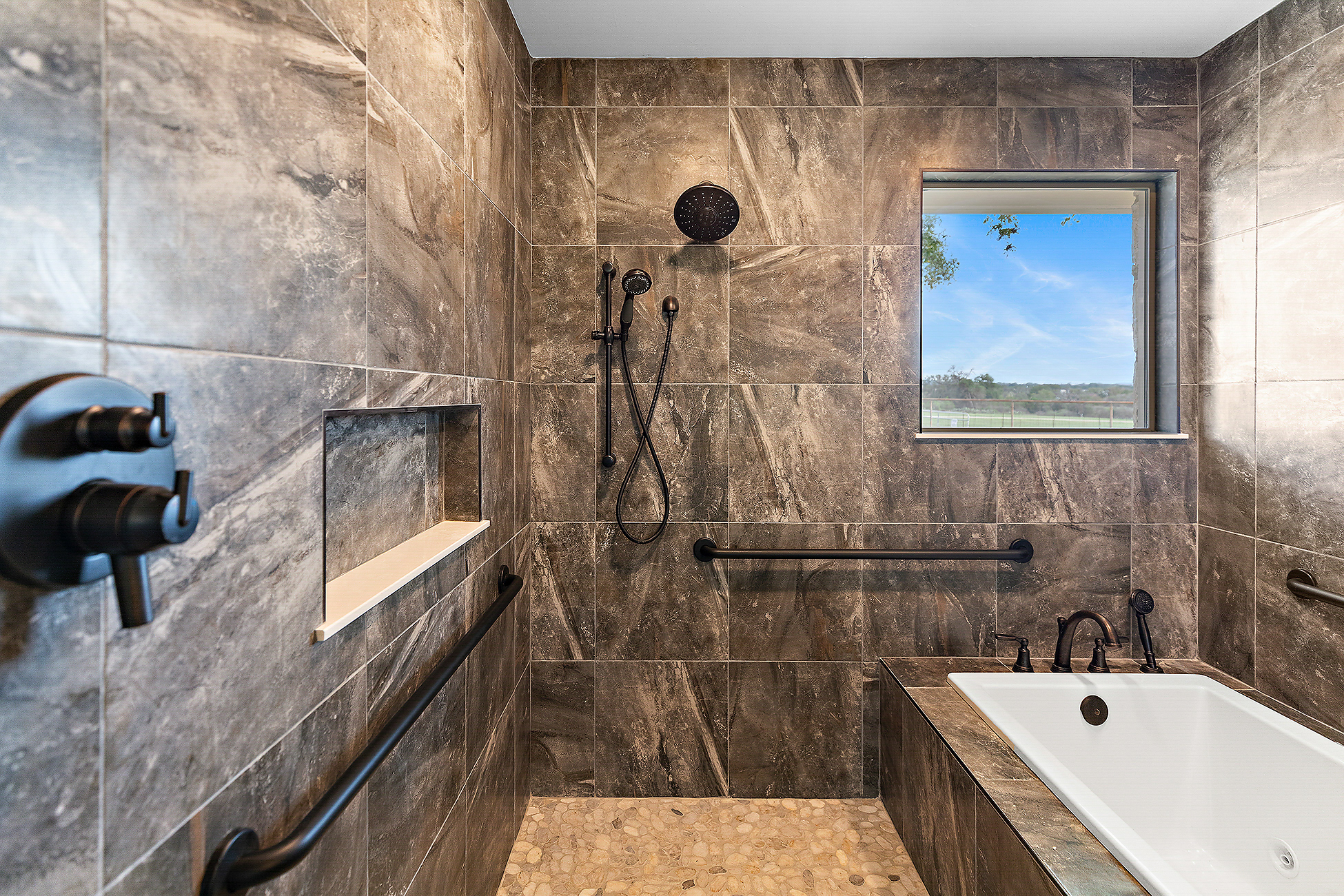 Primary bathroom in a Canyon Lake custom home